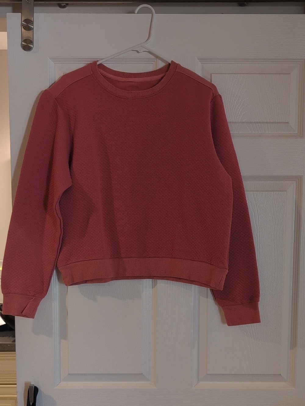 Born Primitive Waffle/Quilted Crewneck Sweater - Coral